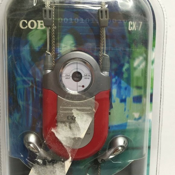 Coby Dynamic Bass Boost System Red CX-7 AM/FM Radio Mini Pocket Radio Earbuds - Picture 2 of 5